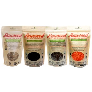 Rawseed Organic Certified Lentils, Black, Red ,Brown, Green 